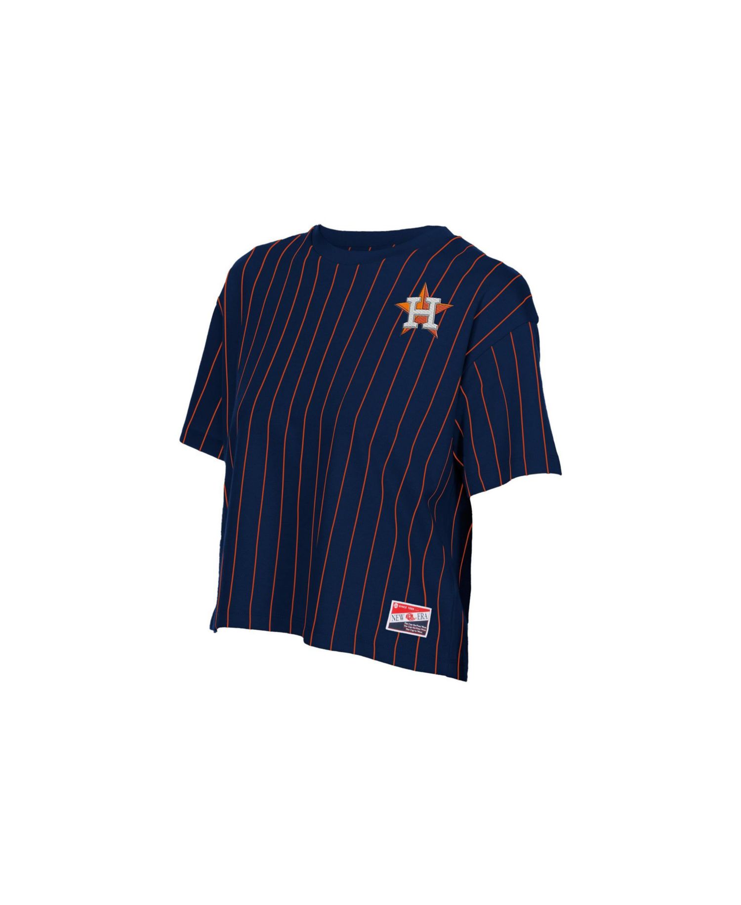 Women's Navy Houston Astros Throwback Meshback Pinstripe Boxy T-Shirt
