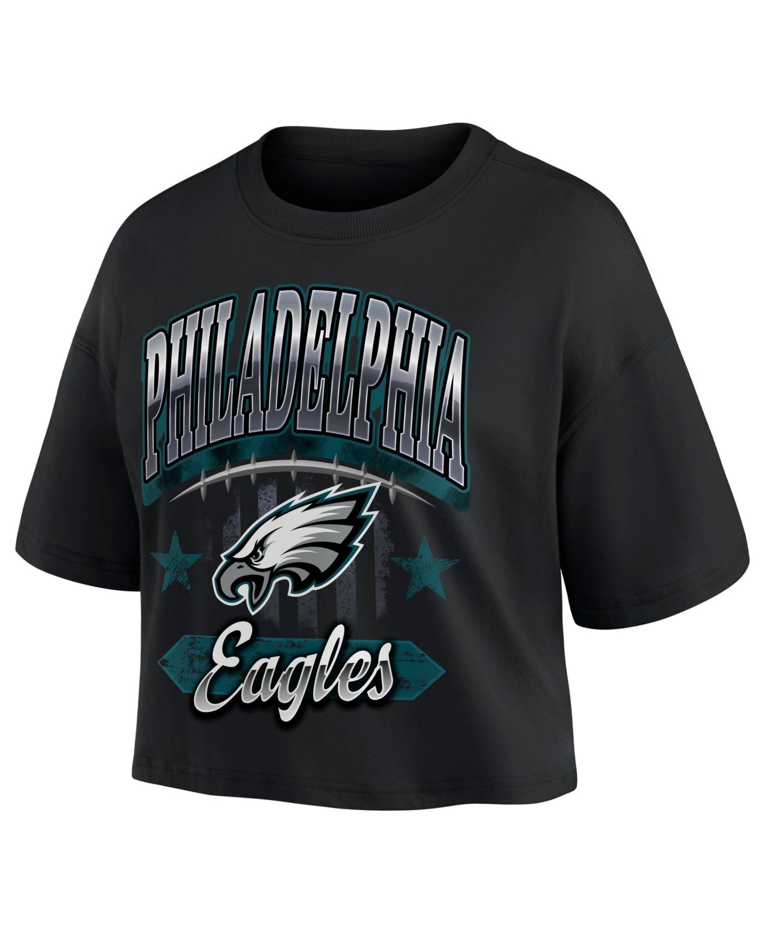 Women's Black Philadelphia Eagles Americana Cropped T-Shirt