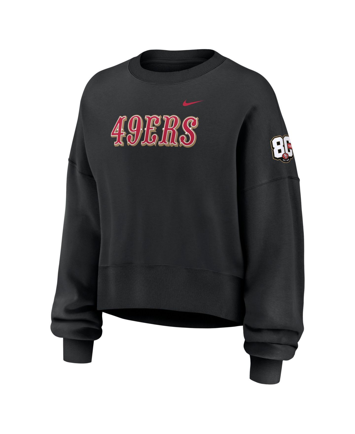 Женские толстовки Nike Black San Francisco 49ers 80th Anniversary Phoenix Oversized Tri-Blend — фото 3