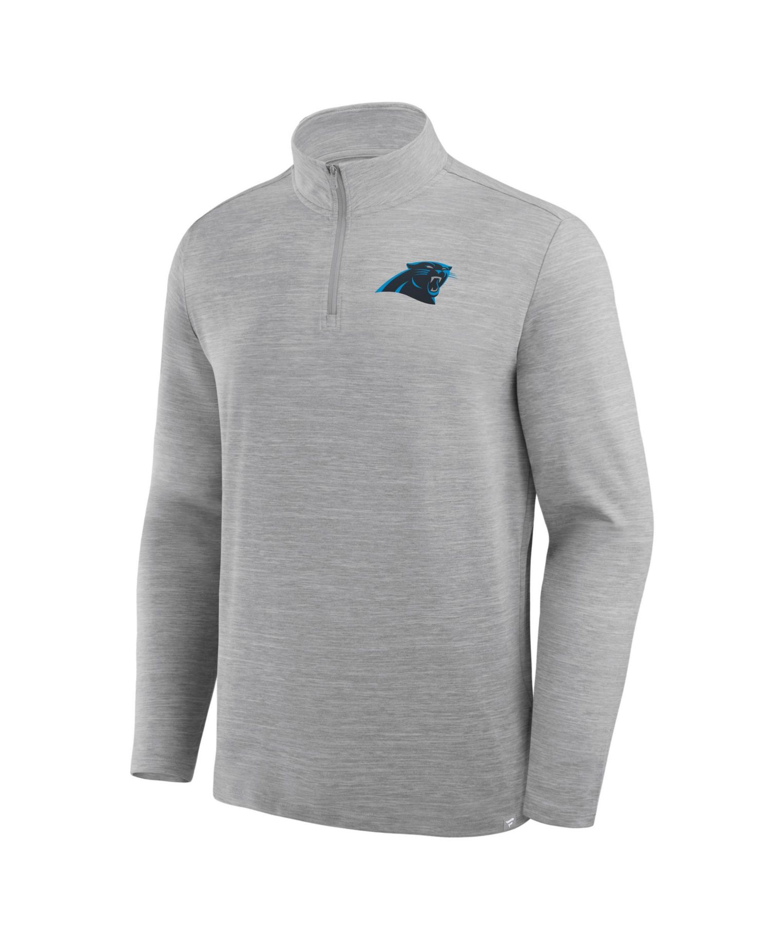 Men's Heather Gray Carolina Panthers Clutch Quarter-Zip Pullover Sweatshirt