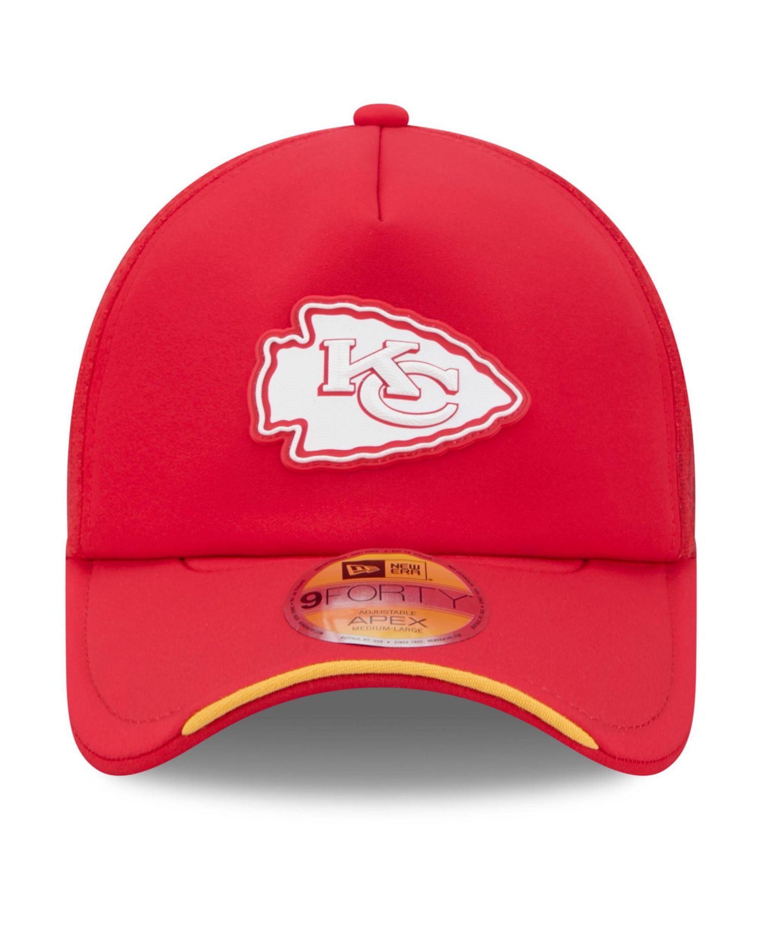Men's Red Kansas City Chiefs 2026 Sideline Apex 9FORTY Adjustable Trucker Hat