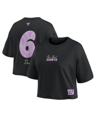 Women's Jaxson Dart Black New York Giants Fashion Cropped T-Shirt