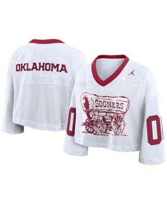 Women's White Oklahoma Sooners Oversized Logo Cropped Fashion Jersey