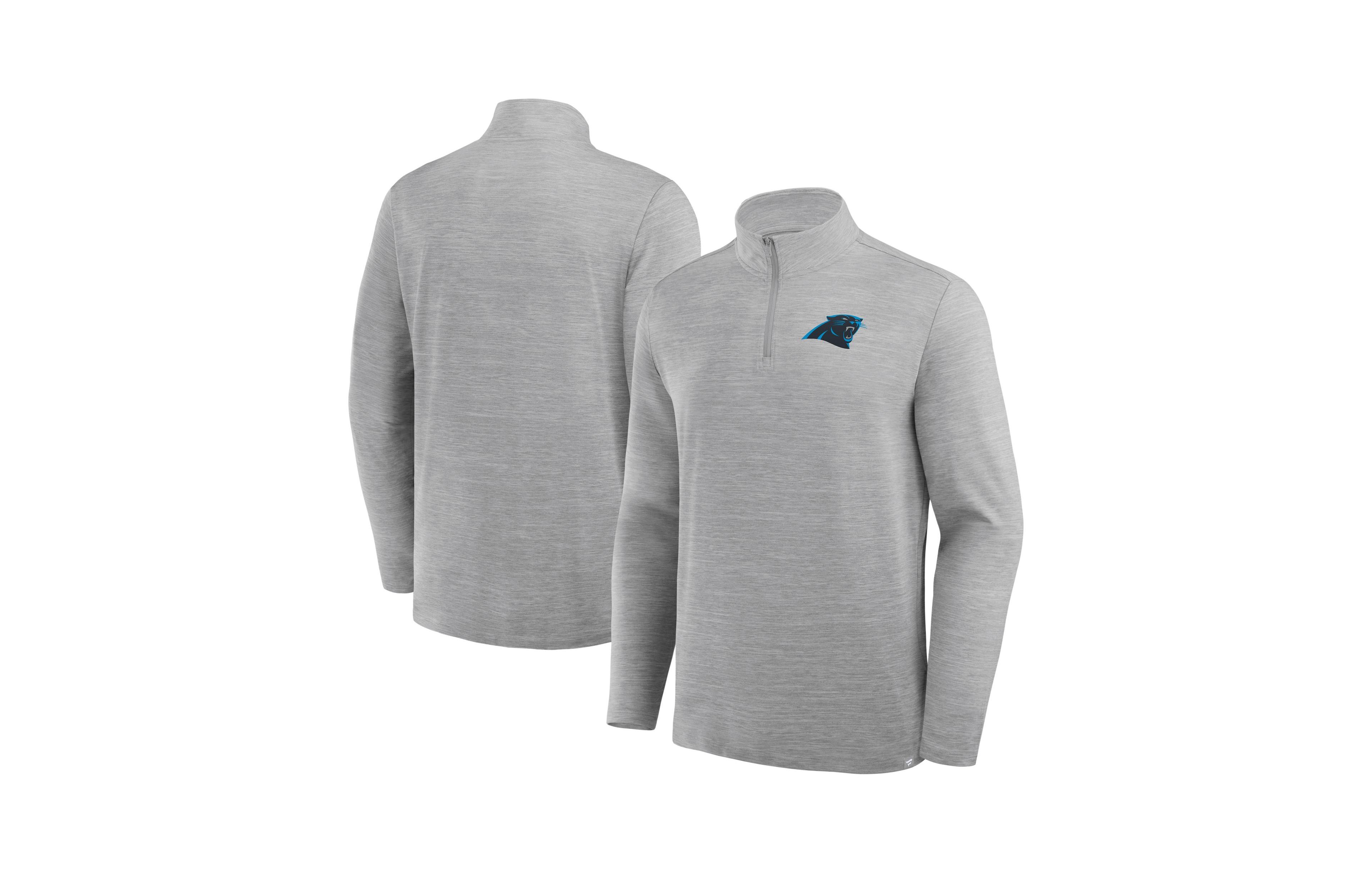 Fanatics Men's Heather Gray Carolina Panthers Clutch Quarter-Zip Pullover Sweatshirt