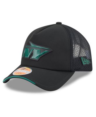 Men's Black New York Jets 2026 Sideline Apex 9FORTY Adjustable Trucker Hat
