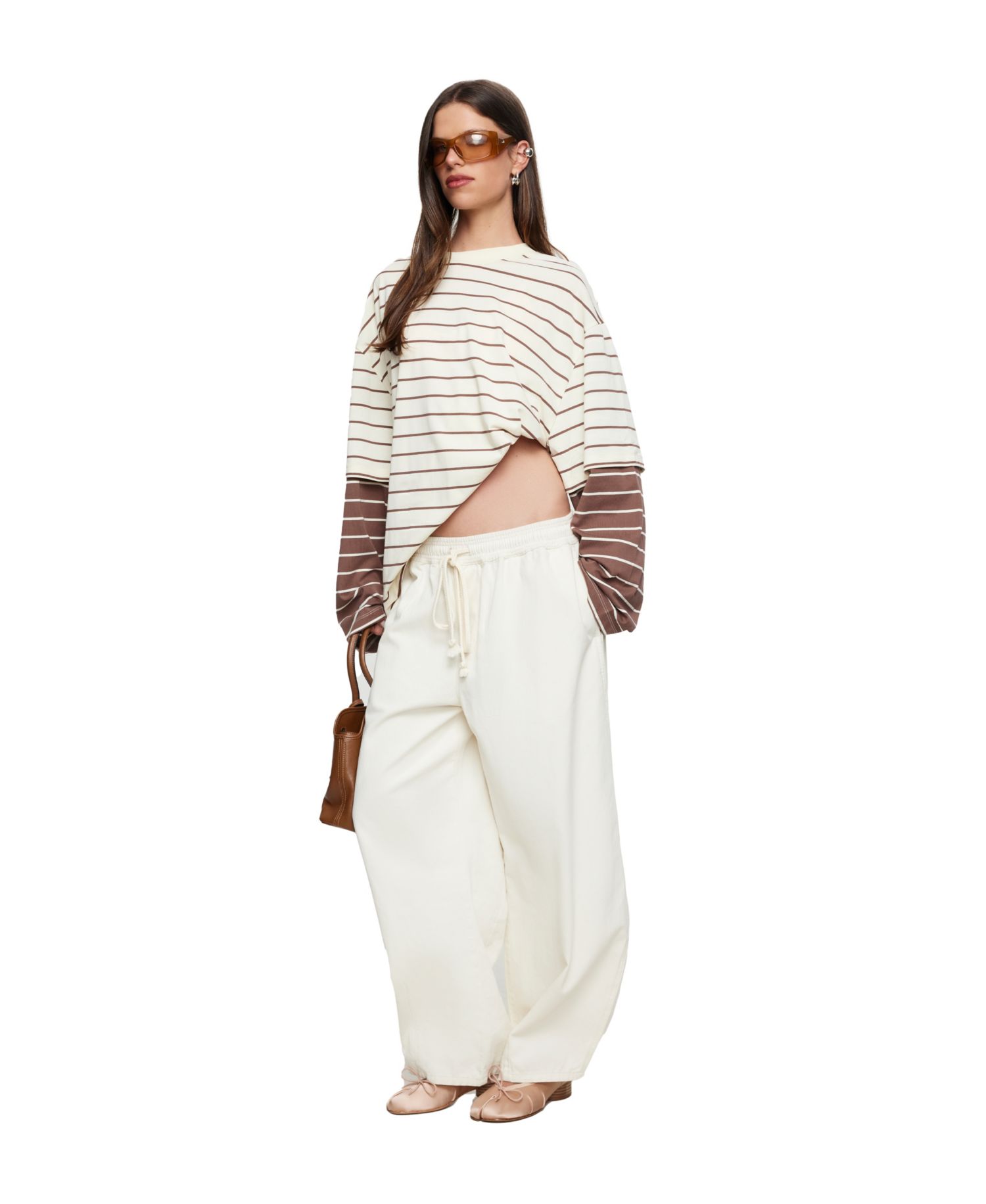 Women's Bottega Long-Sleeve Striped Oversized T-Shirt