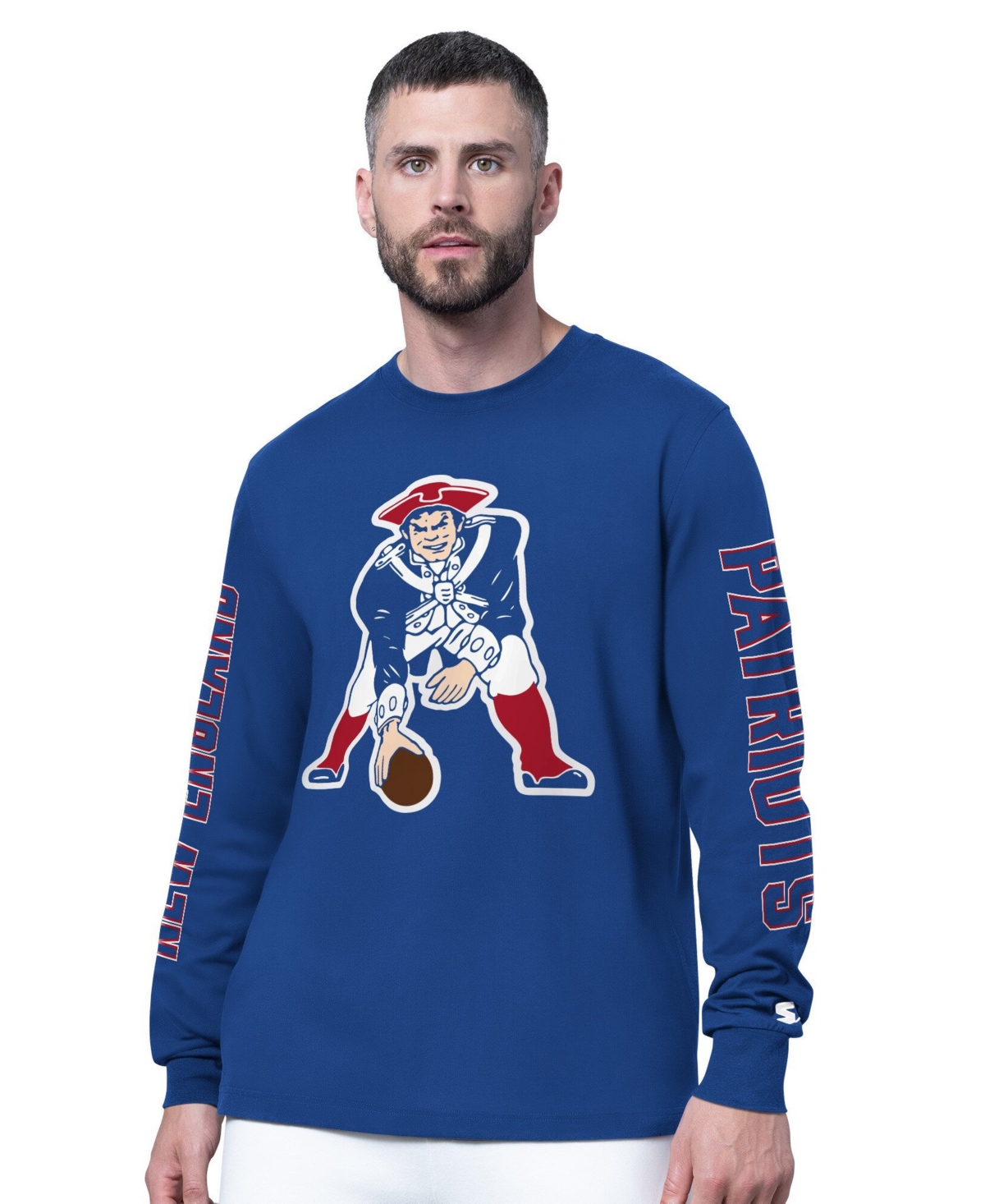 Starter Men's Royal New England Patriots Clutch Hit Ii Logo Long-Sleeve T-Shirt - Royal
