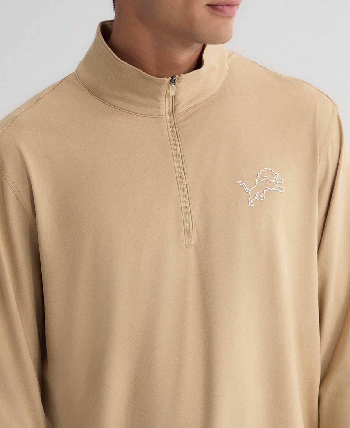 Fanatics Men's Tan Detroit Lions Clutch Quarter-Zip Pullover Sweatshirt