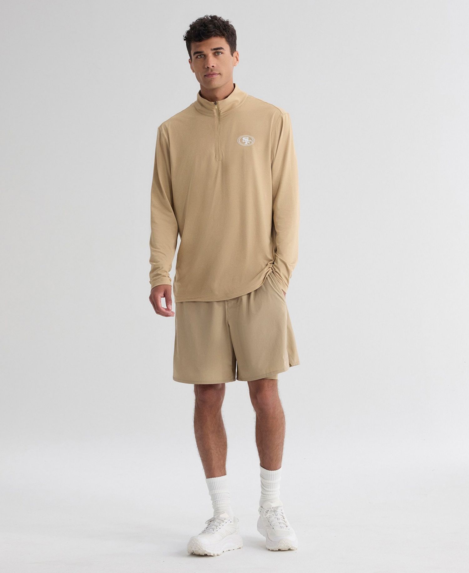 Men's Tan San Francisco 49ers Clutch Quarter-Zip Pullover Sweatshirt
