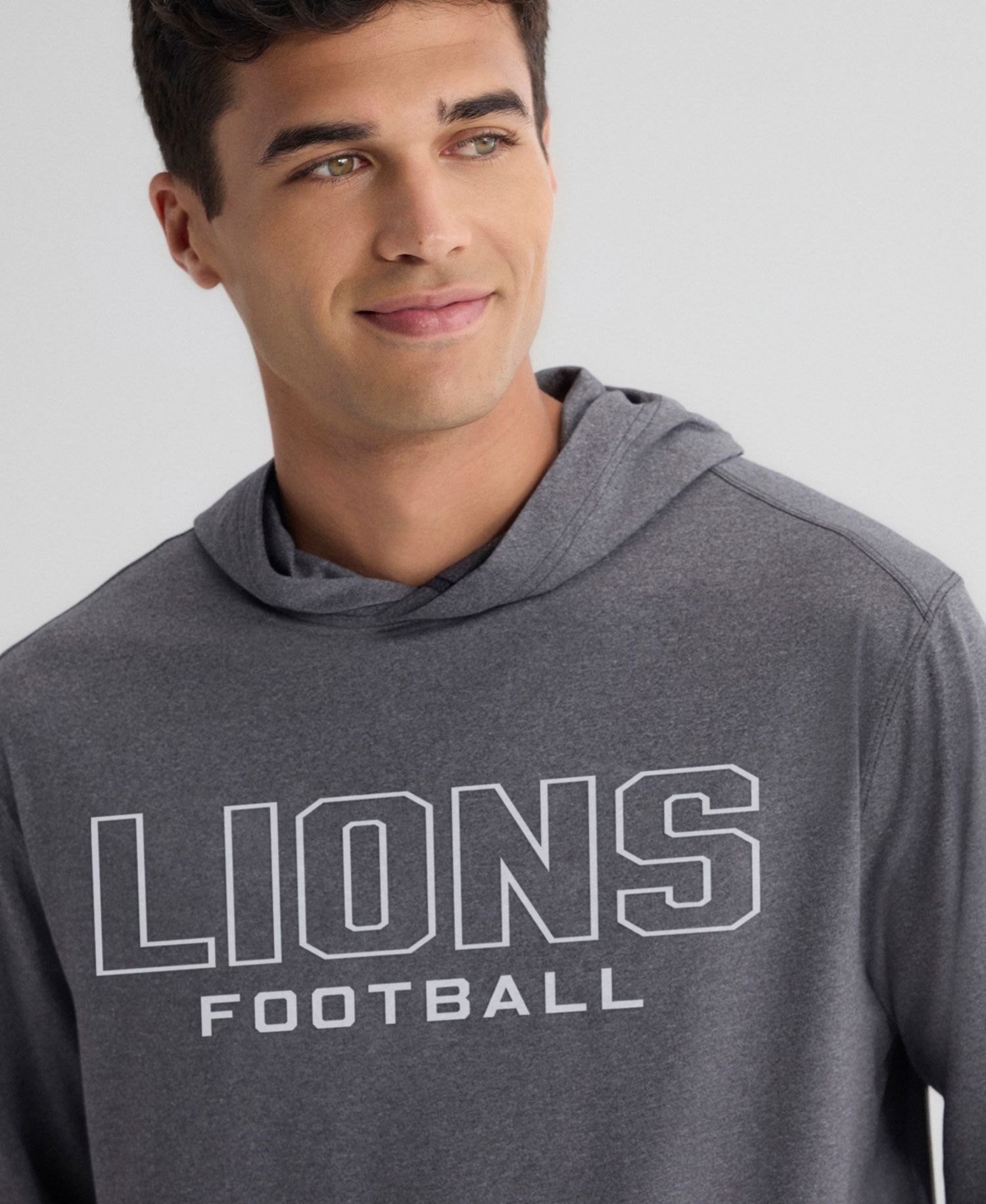Men's Charcoal Detroit Lions Clutch Long Sleeve Hooded T-Shirt