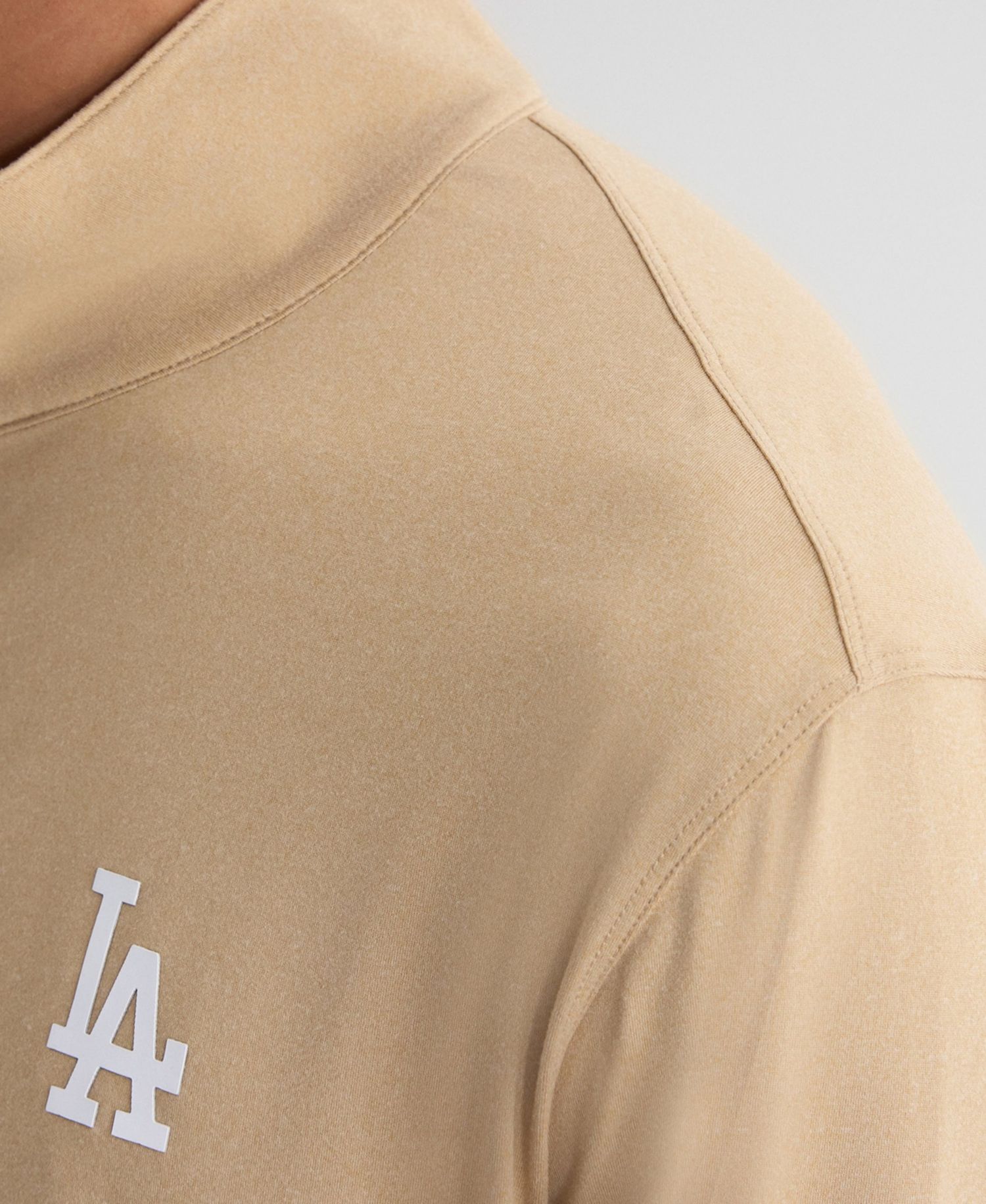 Men's Khaki Los Angeles Dodgers Clutch Quarter-Zip Pullover Sweatshirt