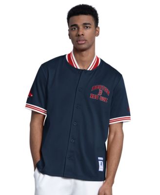 Men's Navy Boston Red Sox Button-Up Short sleeves Jacket