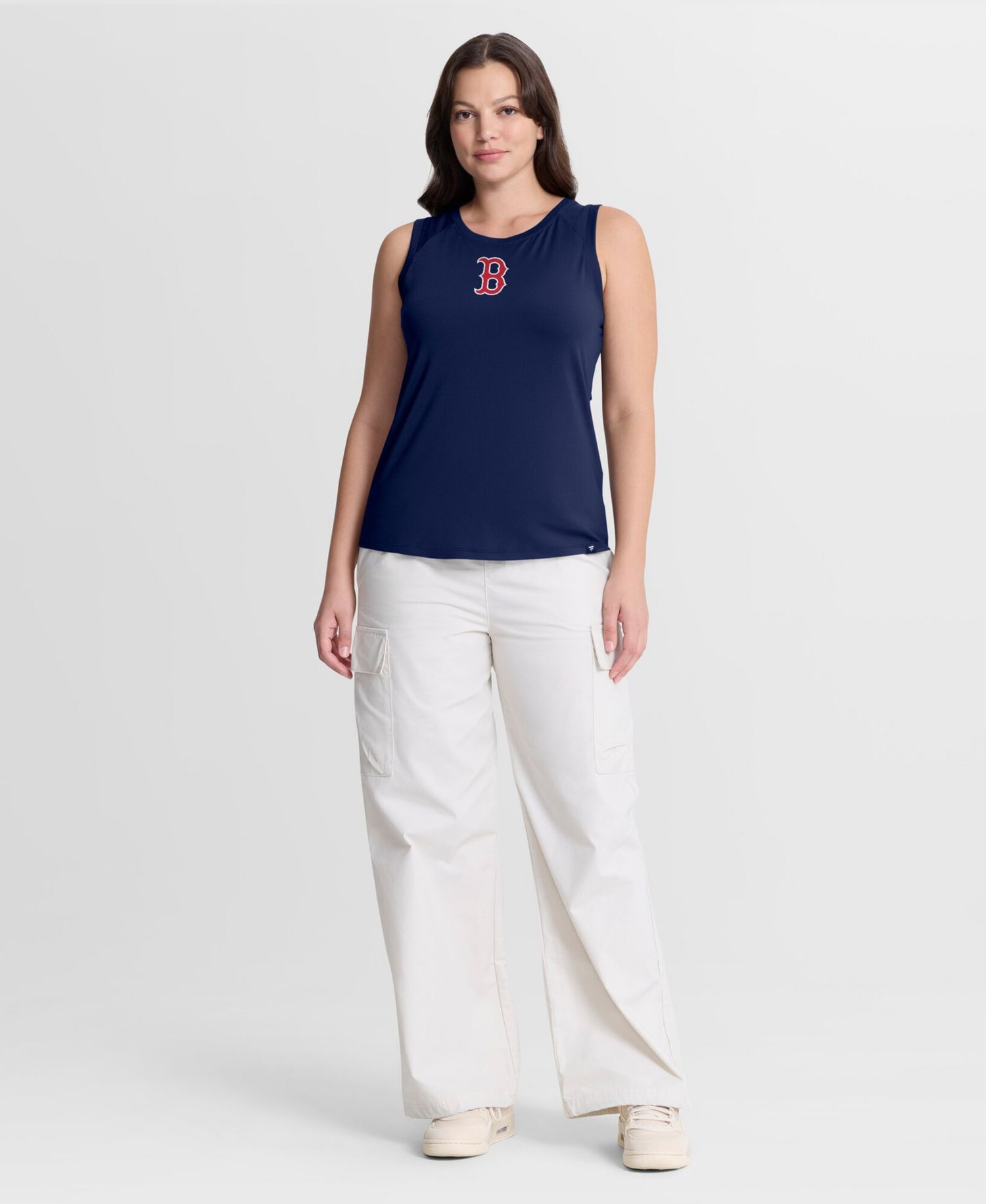 Women's Navy Boston Red Sox Draped Mesh Back Performance Tank Top