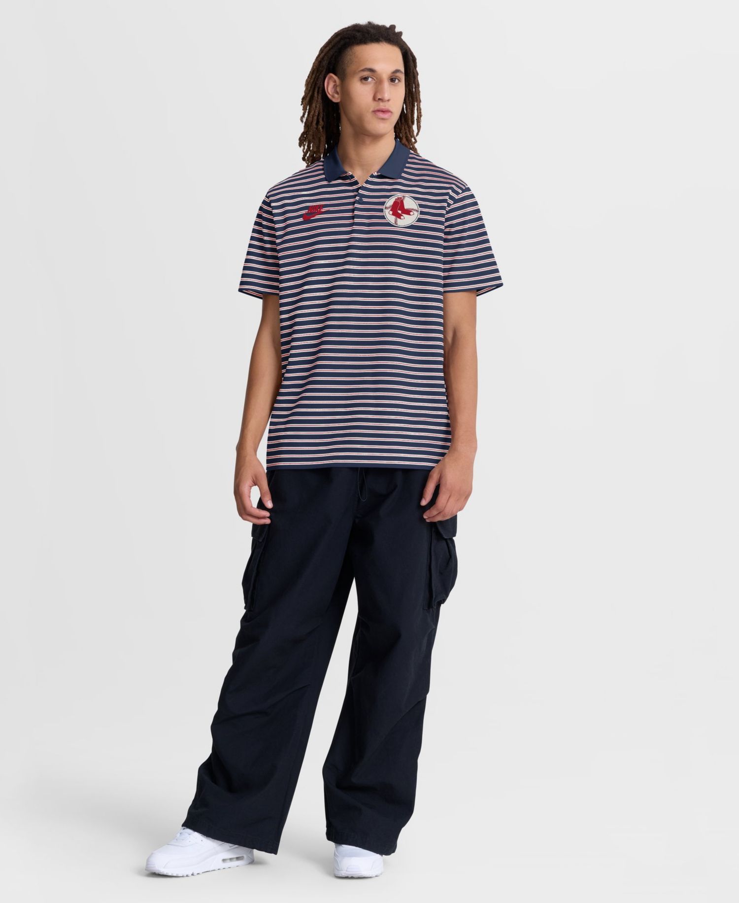 Men's Navy Boston Red Sox Cooperstown Collection Dri-FIT Victory Striped Polo Shirt