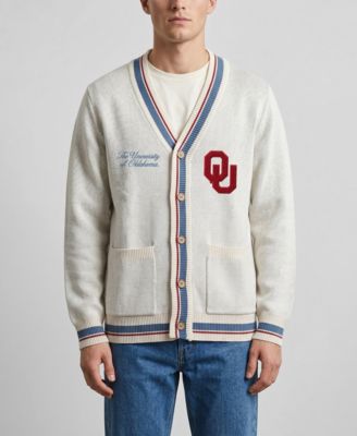 Men's and Women's Natural Oklahoma Sooners Americana Striped Full-Button Cardigan
