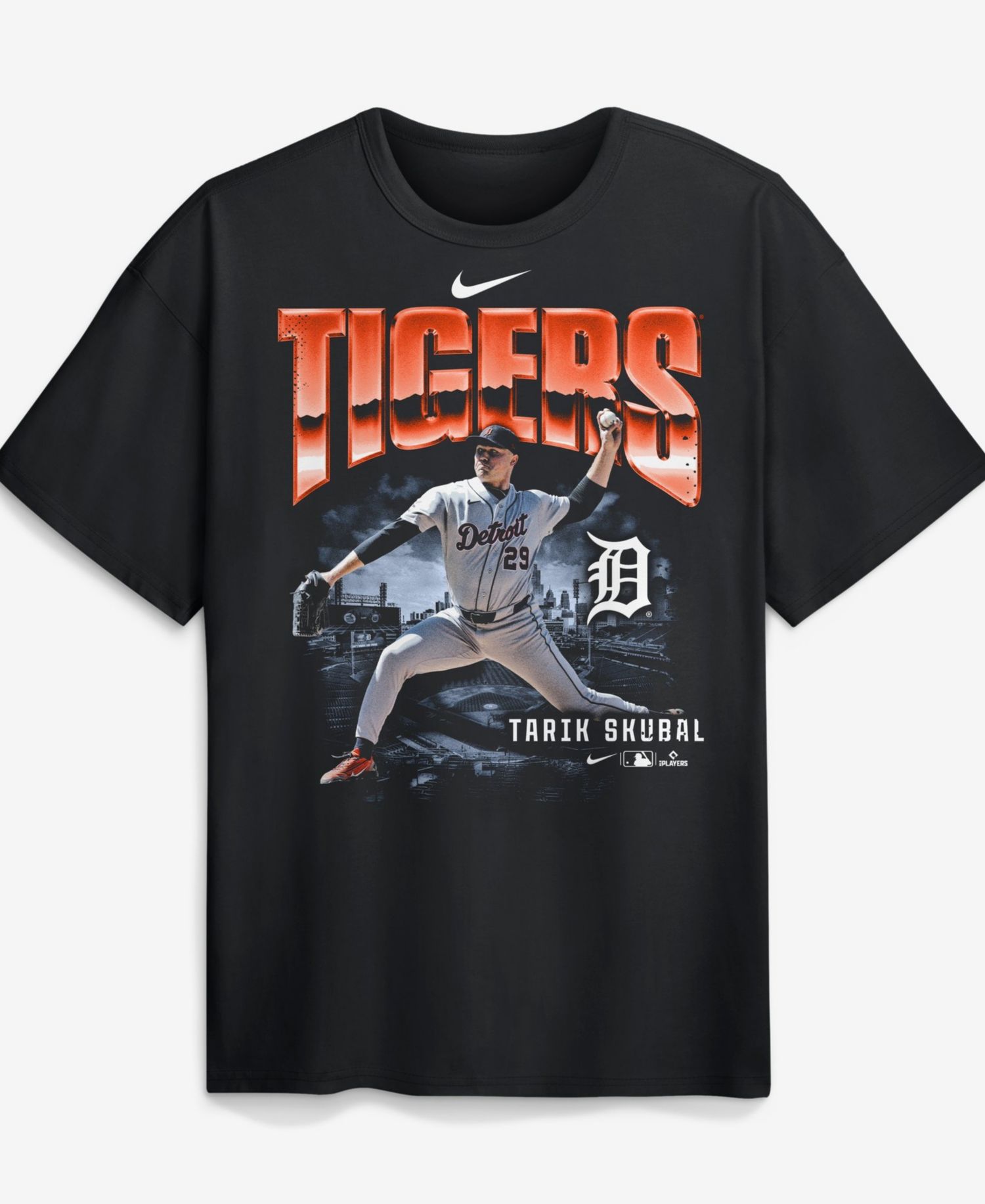Men's Tarik Skubal Black Detroit Tigers Enlarged Player Graphic Max90 Heavyweight T-Shirt