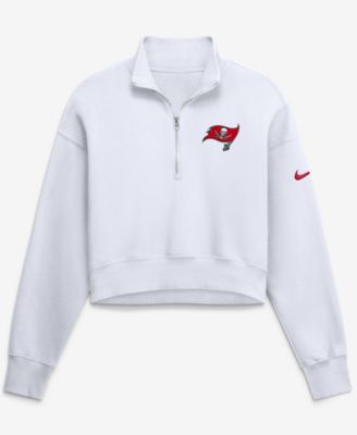 Women's White Tampa Bay Buccaneers Oversized Phoenix Fleece Cropped Quarter-Zip Sweatshirt