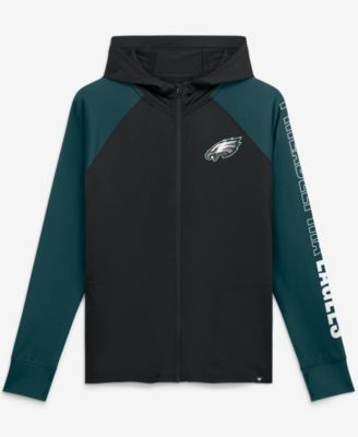 Women's Black/Midnight Green Philadelphia Eagles Cornerback Blitz Raglan Full-Zip Hoodie