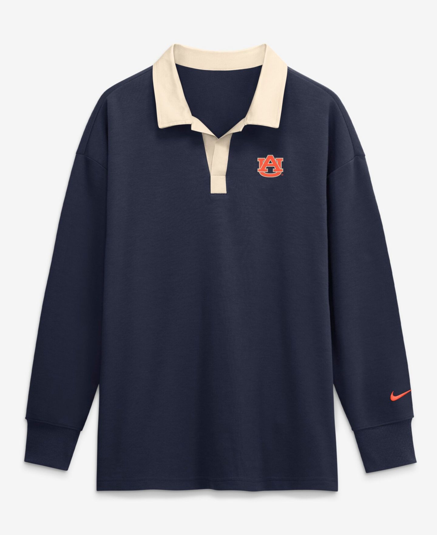 Женское поло Nike Navy Auburn Tigers Oversized Essential Dri-FIT Long Sleeve V-Neck Polo — фото 3