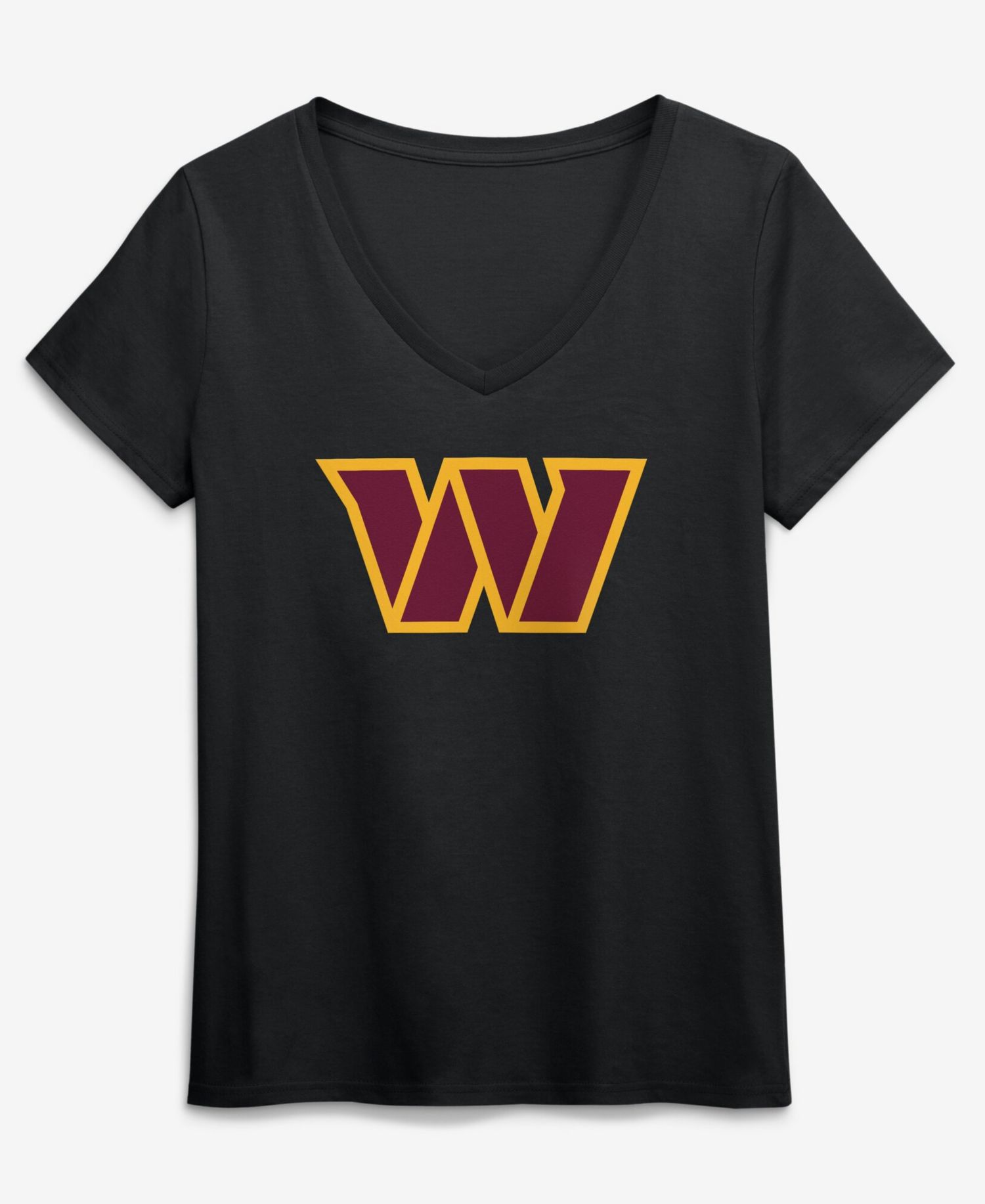 Women's Black Washington Commanders Primary Logo V-Neck T-Shirt
