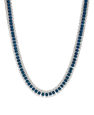 Simulated Sapphire and Cubic Zirconia Necklace