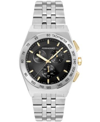 Men's Silver Stainless Steel Chronograph Bracelet Watch 42mm
