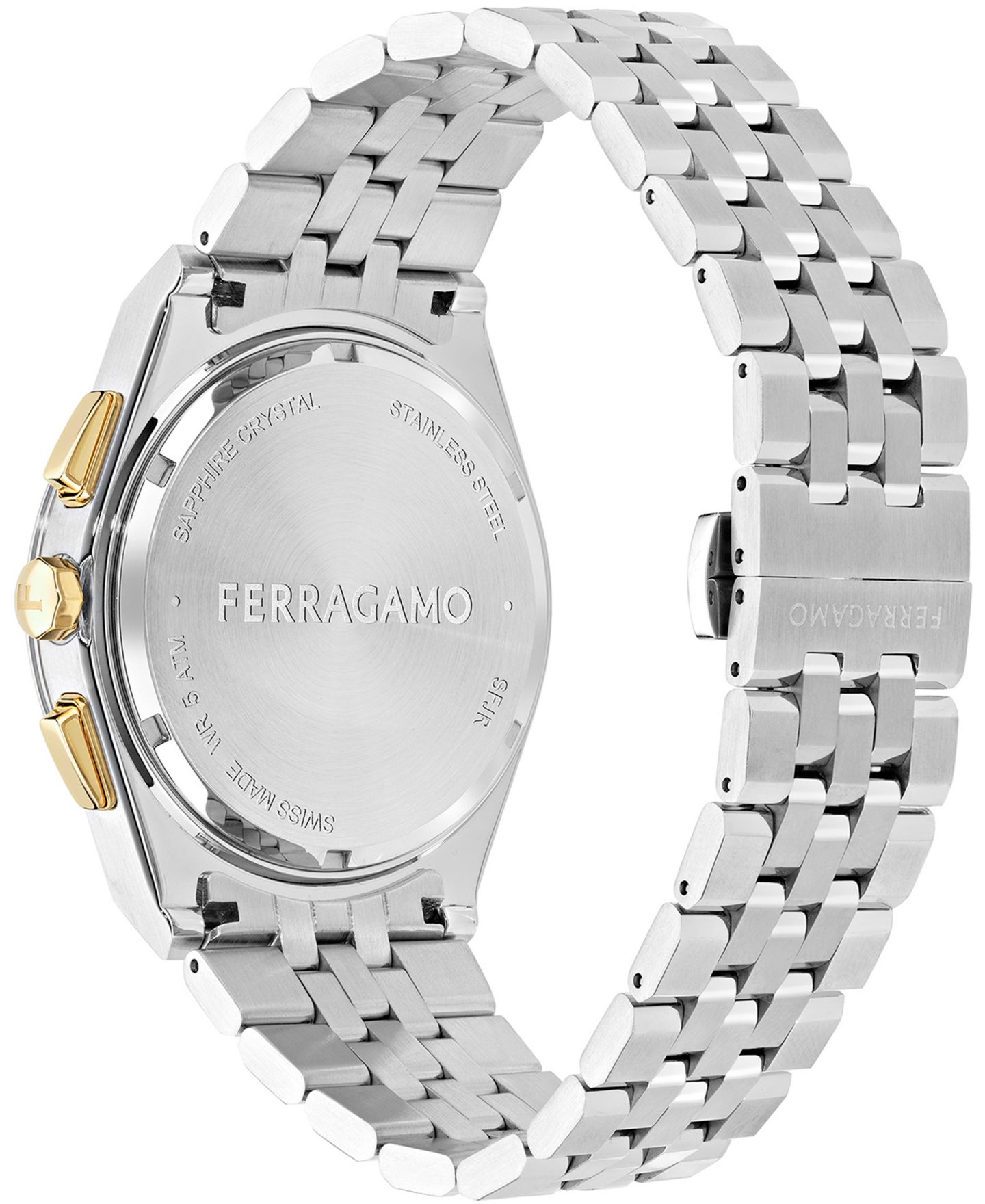 Мужские часы Ferragamo Silver Stainless Steel Chronograph Bracelet Watch 42mm — фото 3