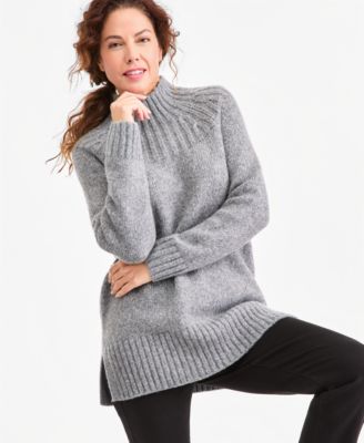 Women's Mock Neck Long-Sleeve Tunic Sweater