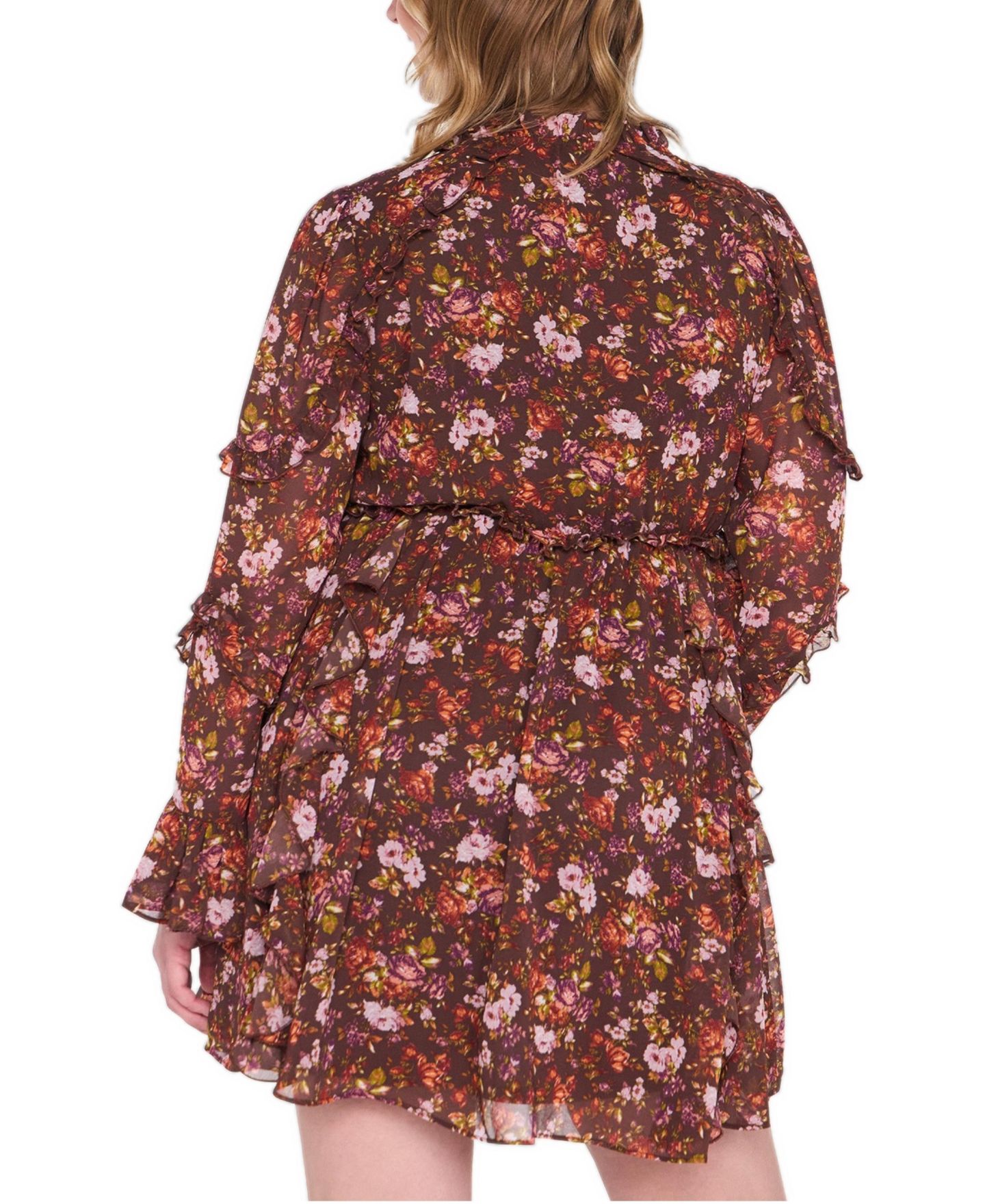 Женское платье Motherhood Maternity Maternity Empire-Waist Tiered-Ruffle Floral-Print, цвет: Коричневый с принтом — фото 2