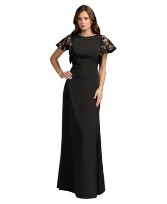 Women's Embellished Flutter-Sleeve Gown