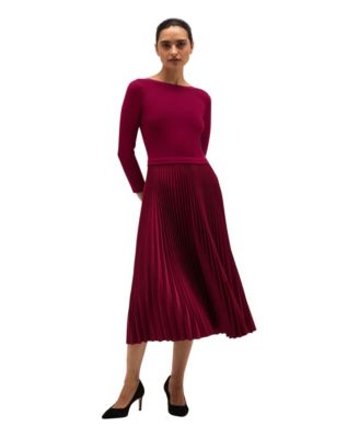 Women's Lucinda Long-Sleeve Boat Neck Midi Knit Dress