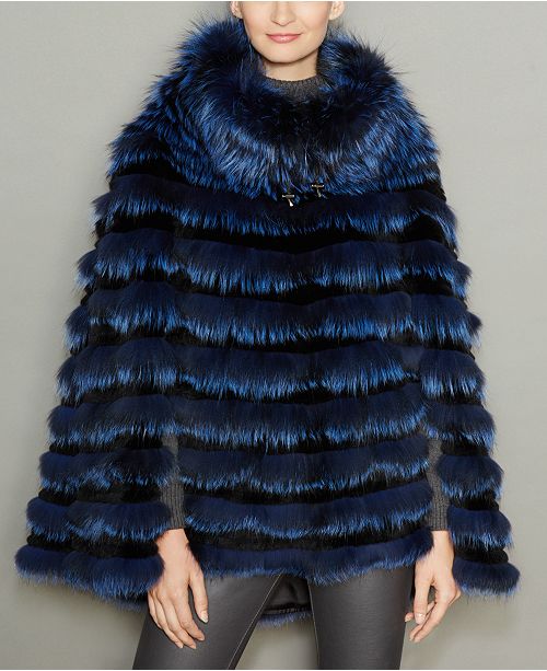 The Fur Vault Rabbit Fur Trim Fox Fur Poncho Reviews The Fur Vault Women Macy S