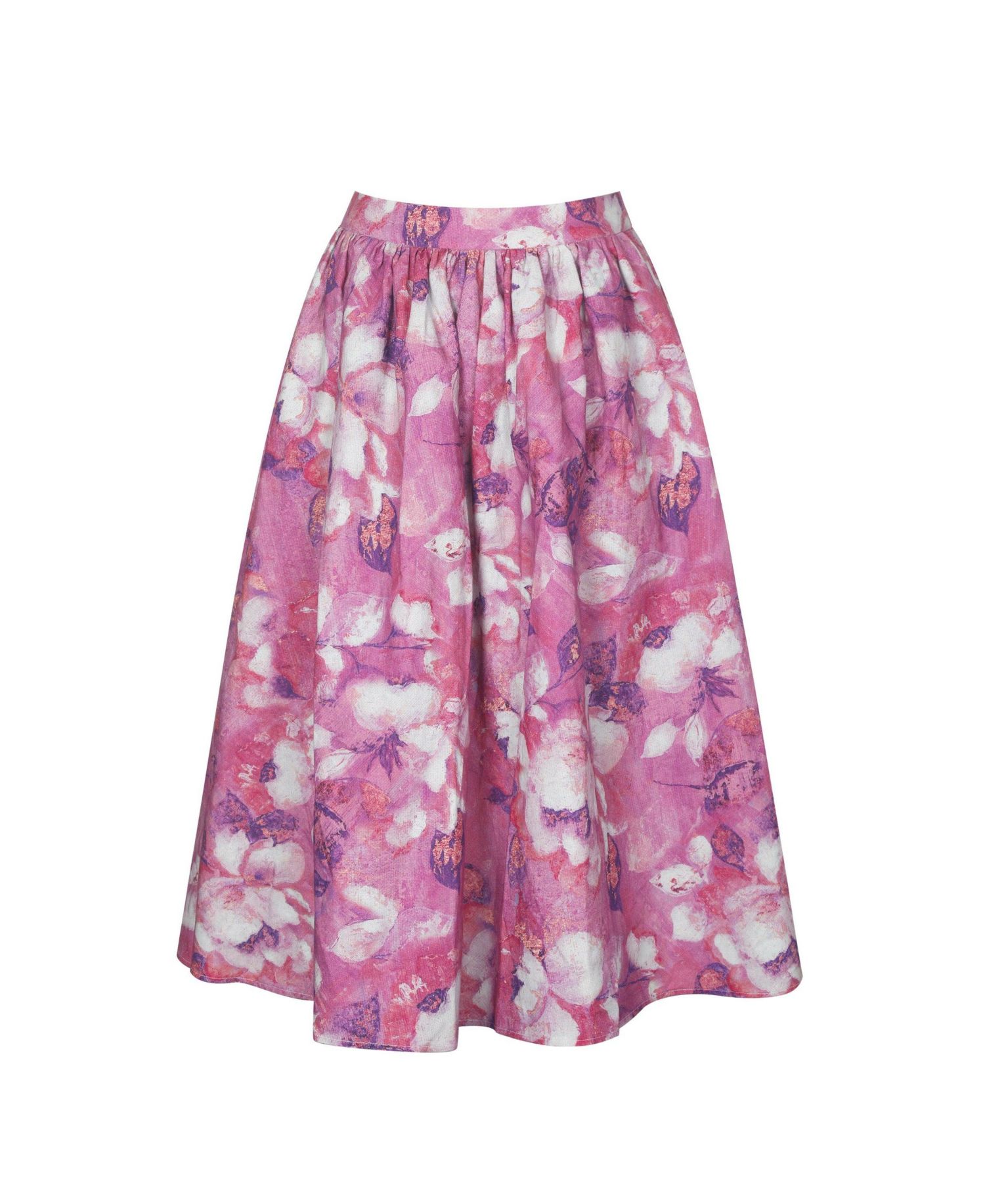 Women's Xalina Blooming Linen Low-Rise Midi Skirt