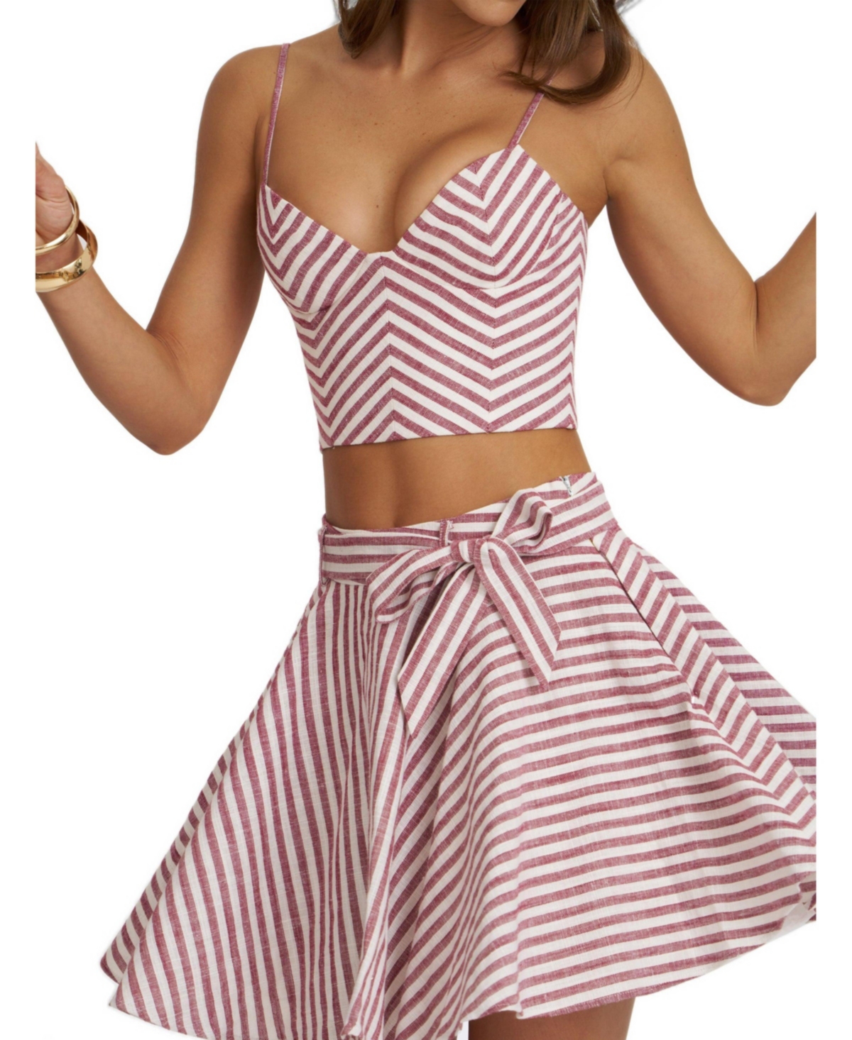 Miss Circle Women's Xolani Striped Linen Mini Skirt
