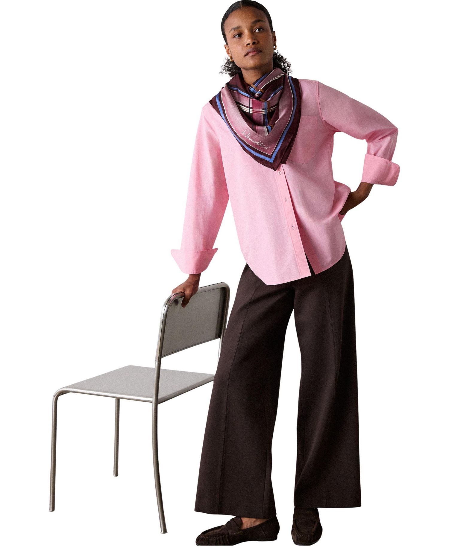 Women's Cotton Poplin Bib Detail Long-Sleeve Shirt