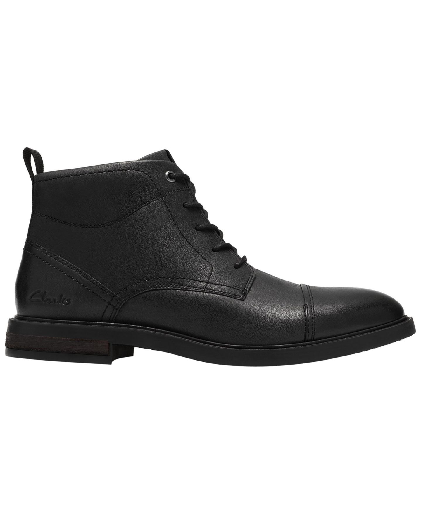 Мужские ботинки Clarks Jaxen Cap Leather, цвет: Чёрный кожаный — фото 2