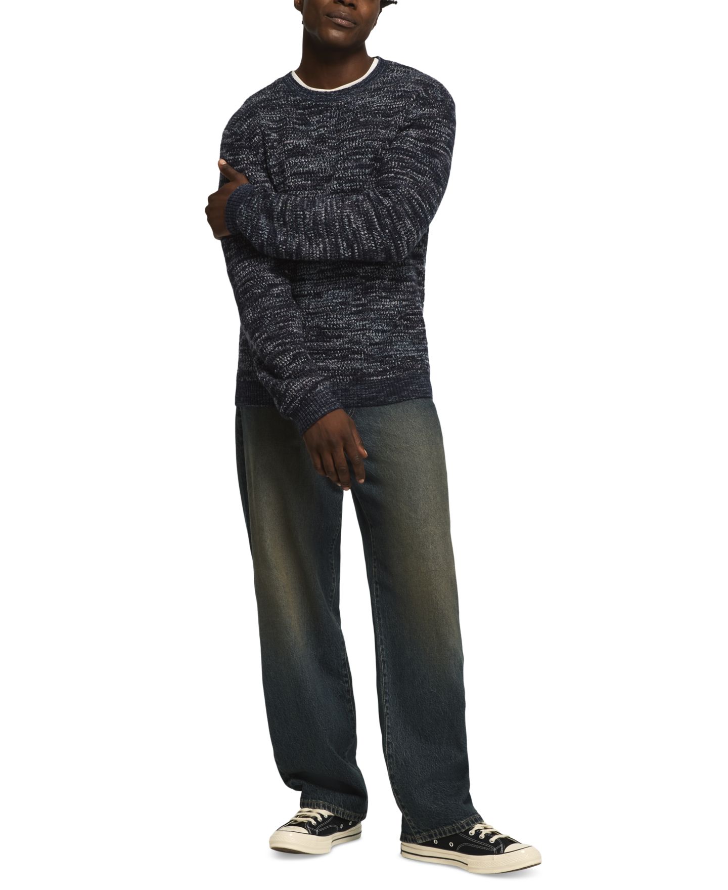 Мужской свитер Lucky Brand Marled Regular-Fit Crewneck, цвет: Синий — фото 2