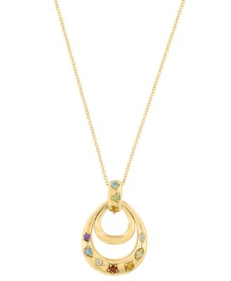 Multi-Gemstone (1/4 ct. t.w.) & Diamond Accent Pendant Necklace in 14k Yellow Gold Over Sterling Silver