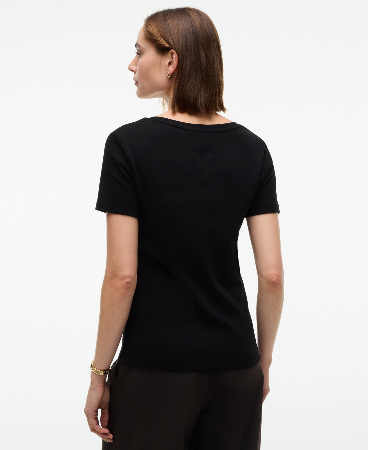 Tommy Hilfiger Women's Rib Slim V-Neck Short-Sleeve T-Shirt