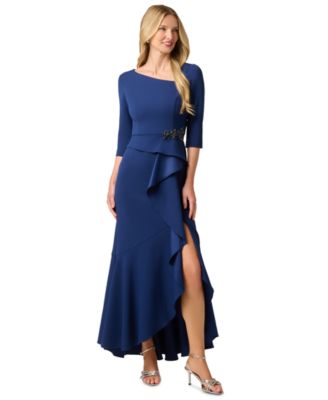 Women's Asymmetrical Bead Crepe Gown