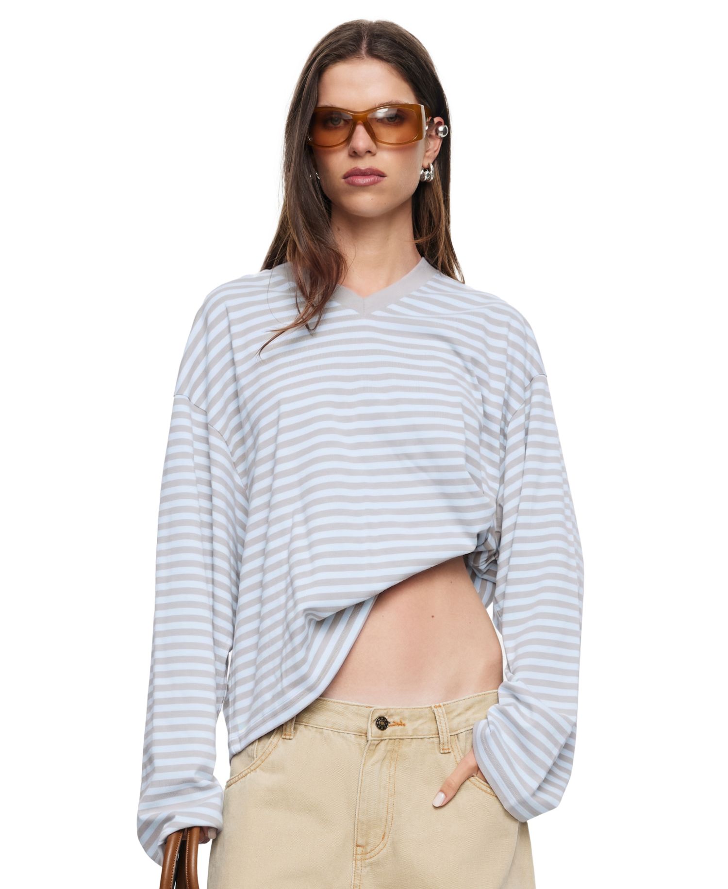 Women's Bloom Striped V-Neck Long-Sleeve T-Shirt
