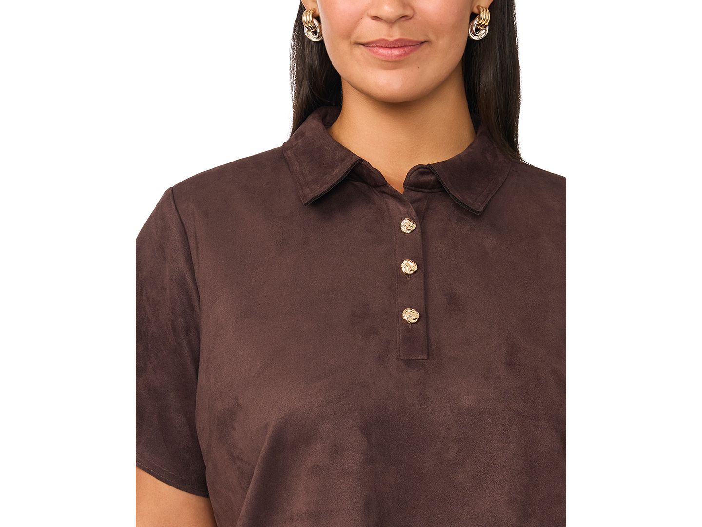 Женское платье MSK Plus Size Scuba Crepe Collared Shift, цвет: Кофейный — фото 3