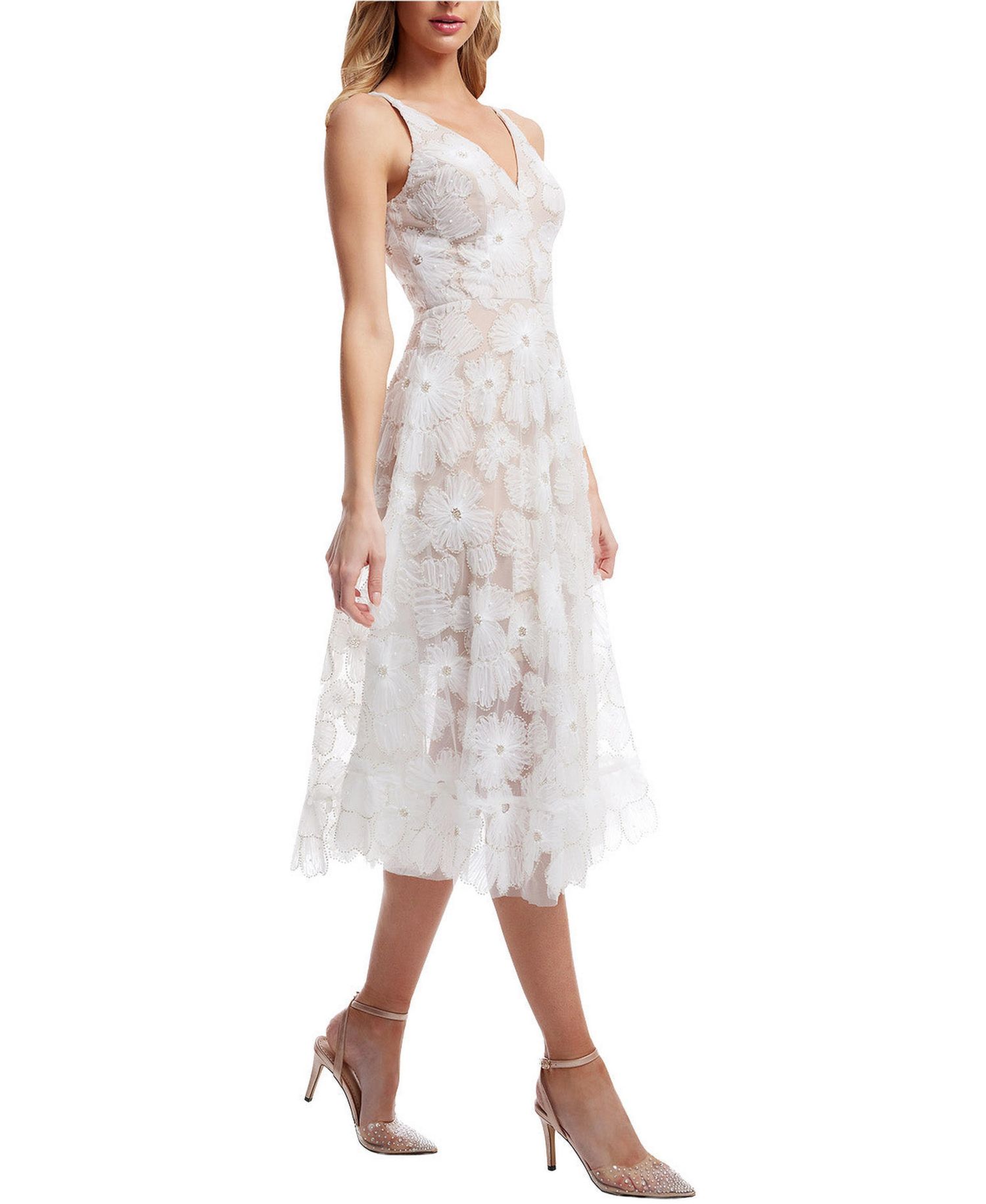 Women's Blair 3D Floral Embroidered Midi Fit and Flare Dress