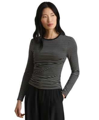 Women's Striped Cotton-Blend Long-Sleeve T-Shirt
