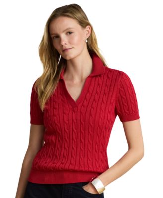 Women's Cable-Knit Collared Sweater