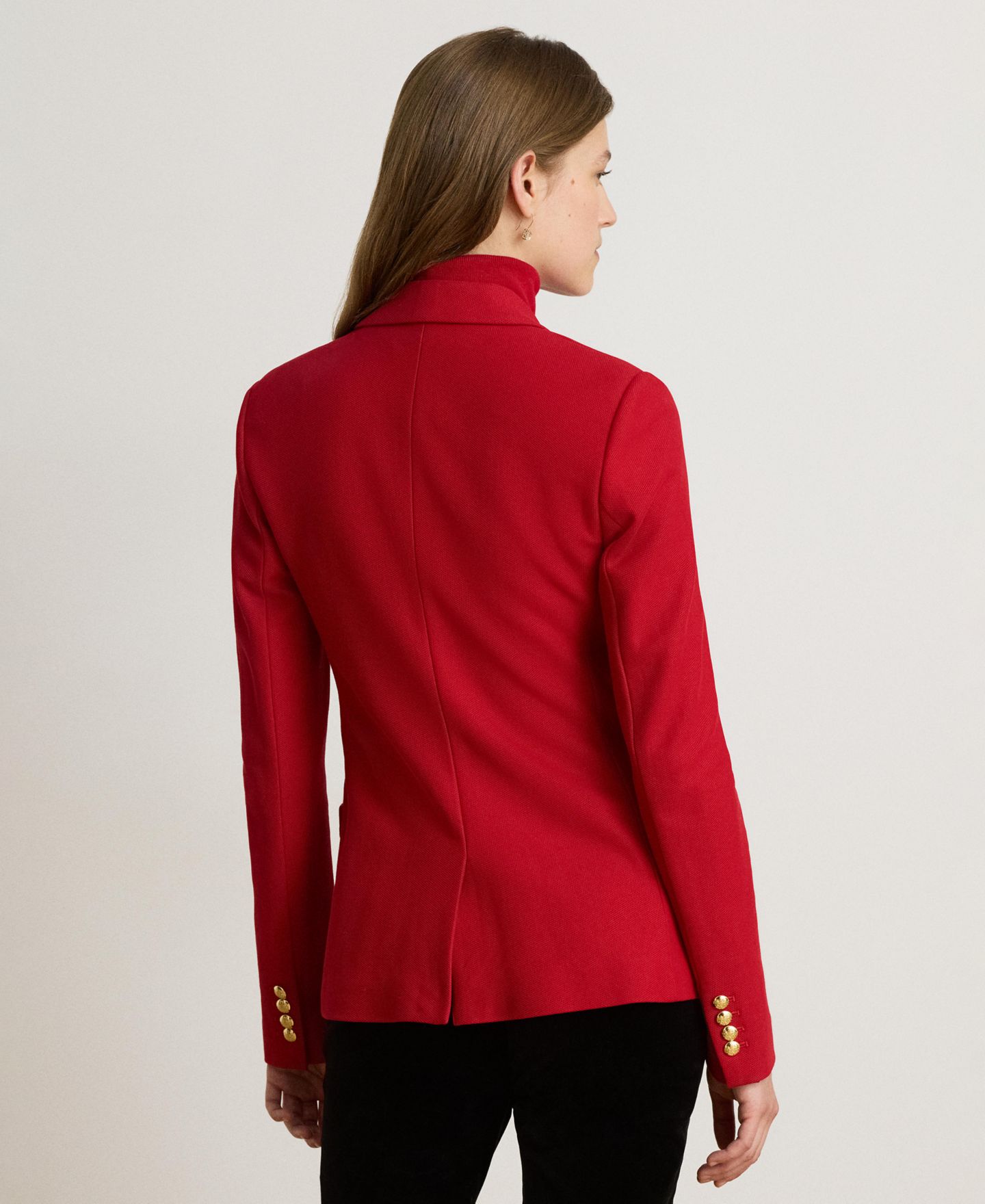 Женский приталенный блейзер Lauren Ralph Lauren из эластичного хлопка-пике, цвет: Красный — фото 4