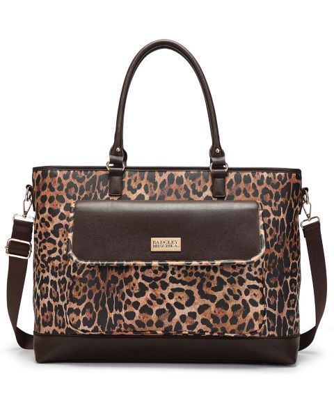 Сумка Badgley Mischka Leopard-Print 14" Weekender, цвет: Леопардовый