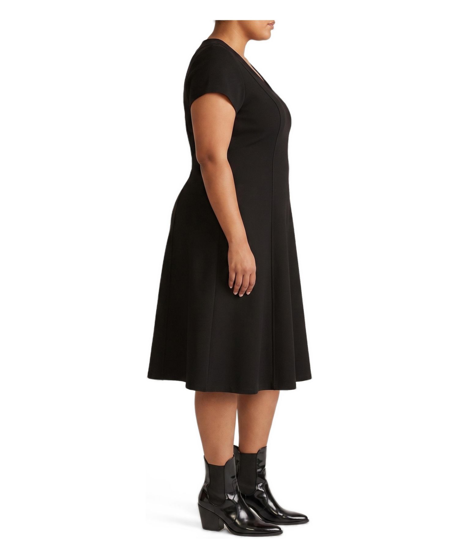 Plus Size Lucinda V-Neck Fit-and-Flare Ponte Midi Dress