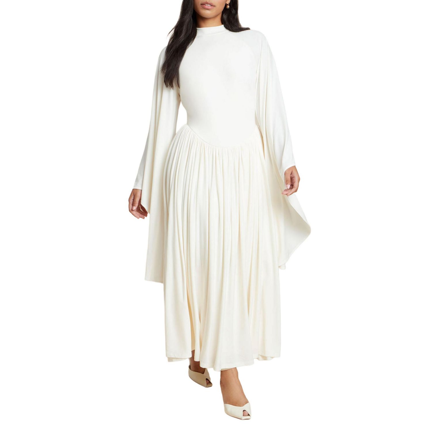 Plus Size Mock Neck Long-Sleeve Maxi Dress