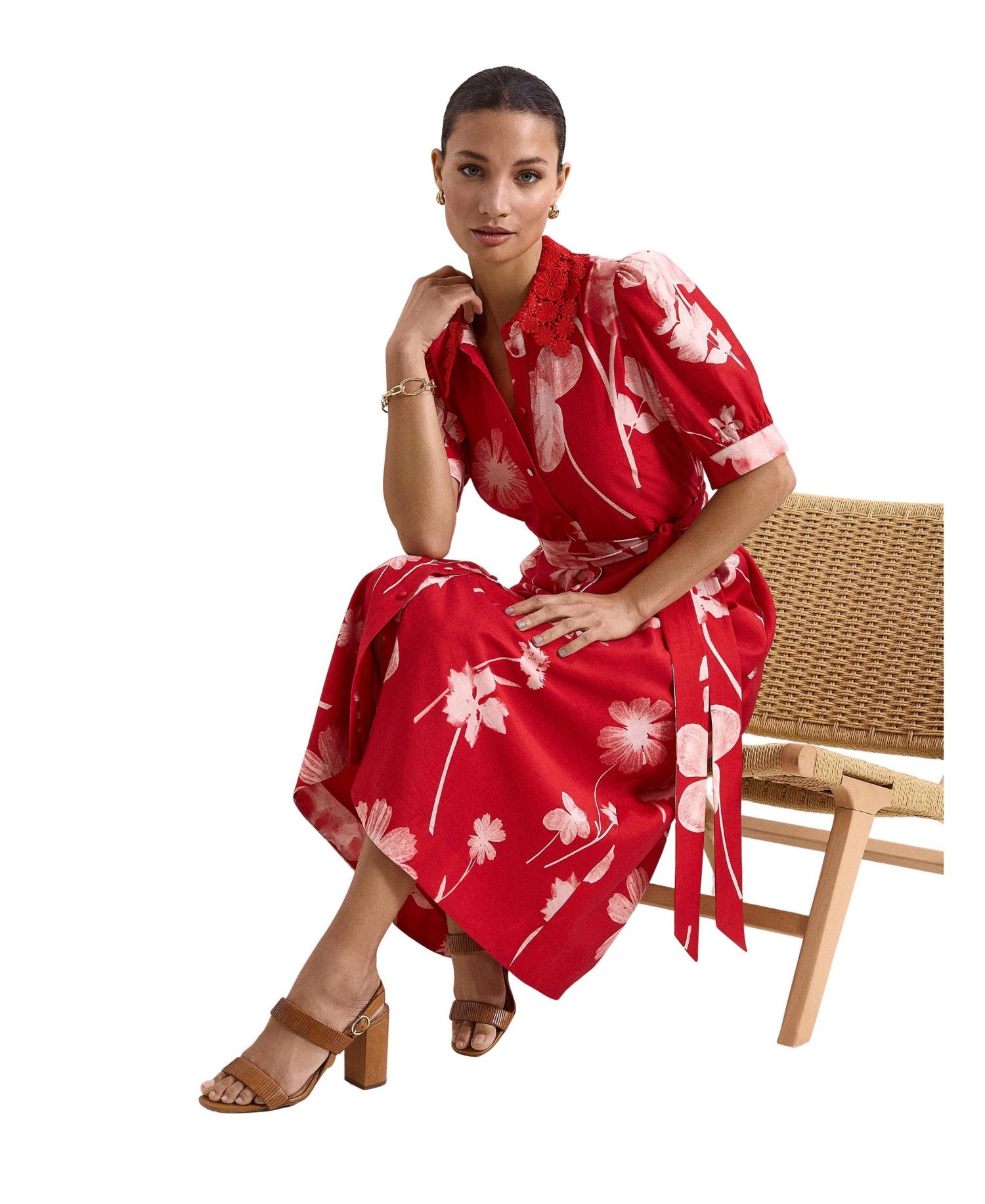 Women's Delphine Floral Midi Short-Sleeve Dress